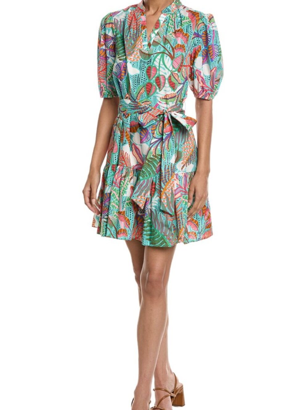 Vince Camuto Tropical printed balloon sleeve mini dress size 10